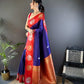 Sonakshi Women's Blue Banarasi Silk Zari Woven Traditional Saree with Blouse | Swadesiicart