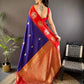 Sonakshi Women's Blue Banarasi Silk Zari Woven Traditional Saree with Blouse | Swadesiicart