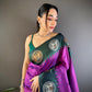 Sonakshi Women's Purple Banarasi Silk Zari Woven Traditional Saree with Blouse | Swadesiicart