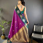 Sonakshi Women's Purple Banarasi Silk Zari Woven Traditional Saree with Blouse | Swadesiicart