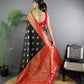 Sonakshi Women's Black Banarasi Silk Zari Woven Traditional Saree with Blouse | Swadesiicart