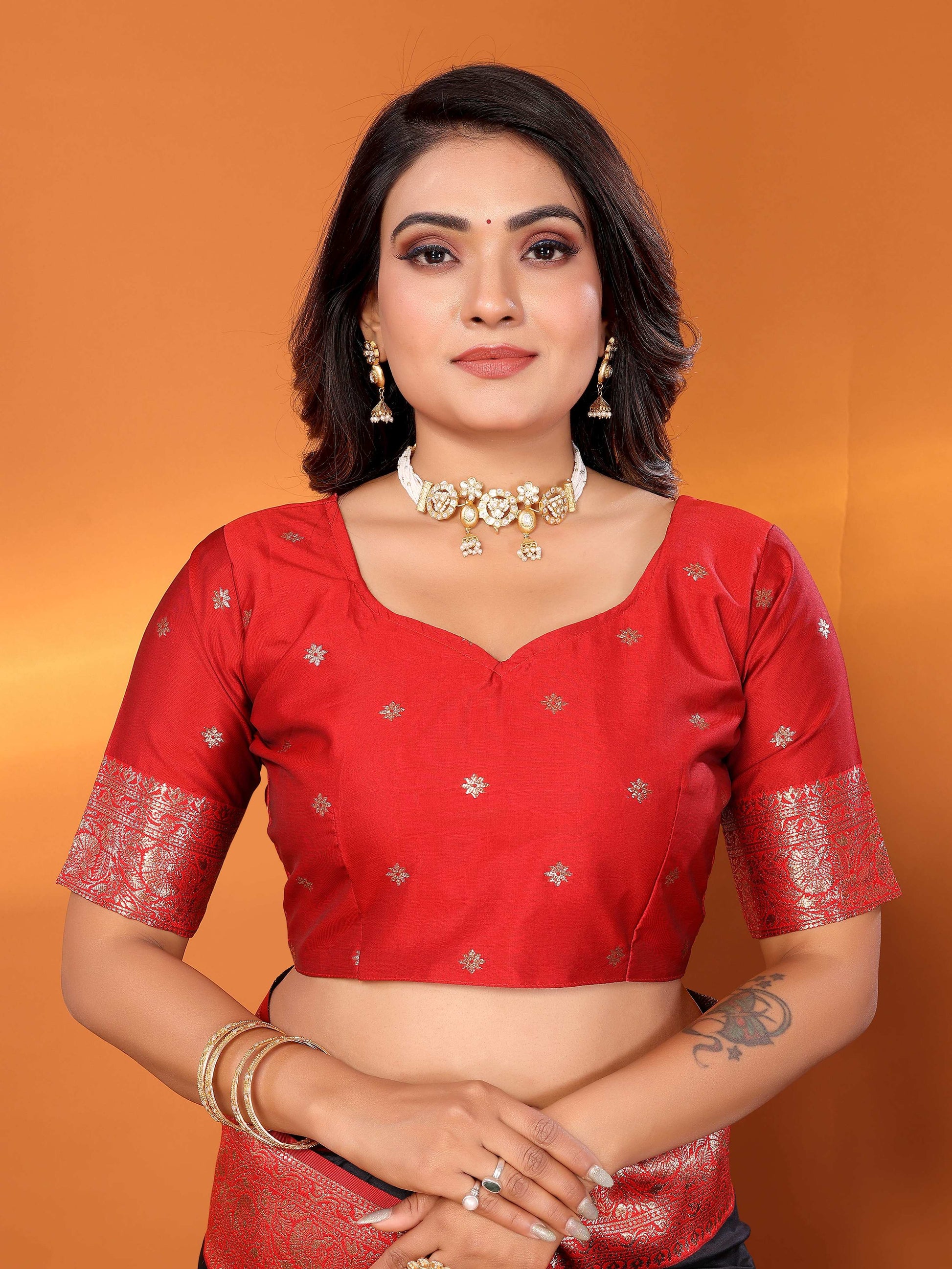 Sonakshi Women's Black Banarasi Silk Zari Woven Traditional Saree with Blouse | Swadesiicart