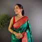 Sonakshi Women's Teal Banarasi Silk Zari Woven Traditional Saree with Blouse | Swadesiicart