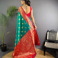 Sonakshi Women's Teal Banarasi Silk Zari Woven Traditional Saree with Blouse | Swadesiicart