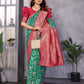 Sonakshi Women's Teal Banarasi Silk Zari Woven Traditional Saree with Blouse | Swadesiicart