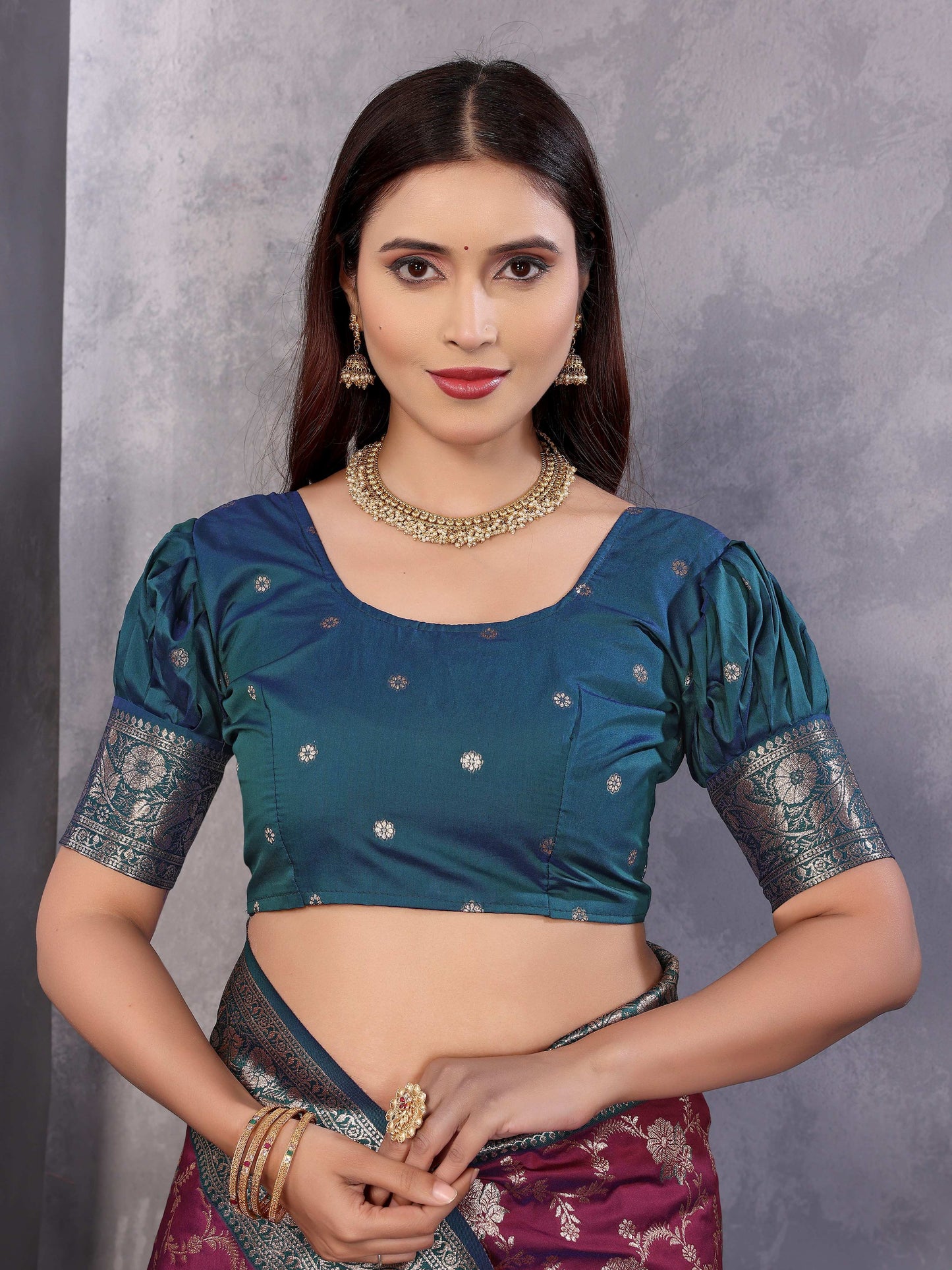 Sonakshi Women's Wine Banarasi Silk Zari Woven Traditional Saree with Blouse | Swadesiicart