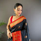 Sonakshi Women's Black Banarasi Silk Zari Woven Traditional Saree with Blouse | Swadesiicart