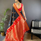 Sonakshi Women's Black Banarasi Silk Zari Woven Traditional Saree with Blouse | Swadesiicart