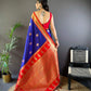Sonakshi Women's Navy Blue Banarasi Silk Zari Woven Traditional Saree with Blouse | Swadesiicart