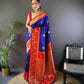 Sonakshi Women's Navy Blue Banarasi Silk Zari Woven Traditional Saree with Blouse | Swadesiicart