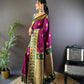 Sonakshi Women's Wine Banarasi Silk Zari Woven Traditional Saree with Blouse | Swadesiicart