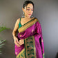 Sonakshi Women's Wine Banarasi Silk Zari Woven Traditional Saree with Blouse | Swadesiicart
