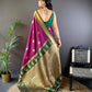 Sonakshi Women's Wine Banarasi Silk Zari Woven Traditional Saree with Blouse | Swadesiicart
