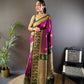 Sonakshi Women's Wine Banarasi Silk Zari Woven Traditional Saree with Blouse | Swadesiicart