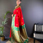 Sonakshi Women's Red Banarasi Silk Zari Woven Traditional Saree with Blouse | Swadesiicart