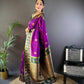 Sonakshi Women's Purple Banarasi Silk Zari Woven Traditional Saree with Blouse | Swadesiicart