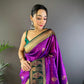 Sonakshi Women's Purple Banarasi Silk Zari Woven Traditional Saree with Blouse | Swadesiicart