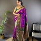 Sonakshi Women's Purple Banarasi Silk Zari Woven Traditional Saree with Blouse | Swadesiicart