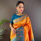 Sonakshi Women's Yellow Banarasi Silk Zari Woven Traditional Saree with Blouse | Swadesiicart