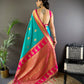 Sonakshi Women's Seagreen Banarasi Silk Zari Woven Traditional Saree with Blouse | Swadesiicart