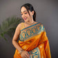 Sonakshi Women's Morepeech Banarasi Silk Zari Woven Traditional Saree with Blouse | Swadesiicart