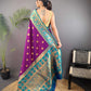 Sonakshi Women's Purple Banarasi Silk Zari Woven Traditional Saree with Blouse | Swadesiicart