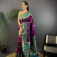 Sonakshi Women's Purple Banarasi Silk Zari Woven Traditional Saree with Blouse | Swadesiicart