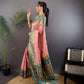 Sonakshi Women's Light Peach Banarasi Silk Zari Woven Traditional Saree with Blouse | Swadesiicart