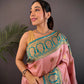 Sonakshi Women's Light Peach Banarasi Silk Zari Woven Traditional Saree with Blouse | Swadesiicart