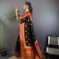 Sonakshi Women's Black Banarasi Silk Zari Woven Traditional Saree with Blouse | Swadesiicart