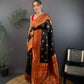 Sonakshi Women's Black Banarasi Silk Zari Woven Traditional Saree with Blouse | Swadesiicart