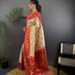 Sonakshi Women's Cream Banarasi Silk Zari Woven Traditional Saree with Blouse | Swadesiicart
