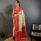 Sonakshi Women's Cream Banarasi Silk Zari Woven Traditional Saree with Blouse | Swadesiicart