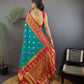 Sonakshi Women's Teal Banarasi Silk Zari Woven Traditional Saree with Blouse | Swadesiicart