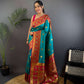 Sonakshi Women's Teal Banarasi Silk Zari Woven Traditional Saree with Blouse | Swadesiicart