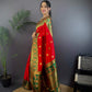 Sonakshi Women's Red Banarasi Silk Zari Woven Traditional Saree with Blouse | Swadesiicart