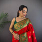 Sonakshi Women's Red Banarasi Silk Zari Woven Traditional Saree with Blouse | Swadesiicart