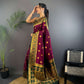 Sonakshi Women's Wine Banarasi Silk Zari Woven Traditional Saree with Blouse | Swadesiicart