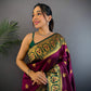 Sonakshi Women's Wine Banarasi Silk Zari Woven Traditional Saree with Blouse | Swadesiicart