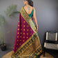 Sonakshi Women's Wine Banarasi Silk Zari Woven Traditional Saree with Blouse | Swadesiicart