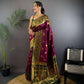 Sonakshi Women's Wine Banarasi Silk Zari Woven Traditional Saree with Blouse | Swadesiicart