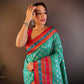 Sonakshi Women's Teal Banarasi Silk Zari Woven Traditional Saree with Blouse | Swadesiicart