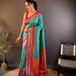 Sonakshi Women's Teal Banarasi Silk Zari Woven Traditional Saree with Blouse | Swadesiicart