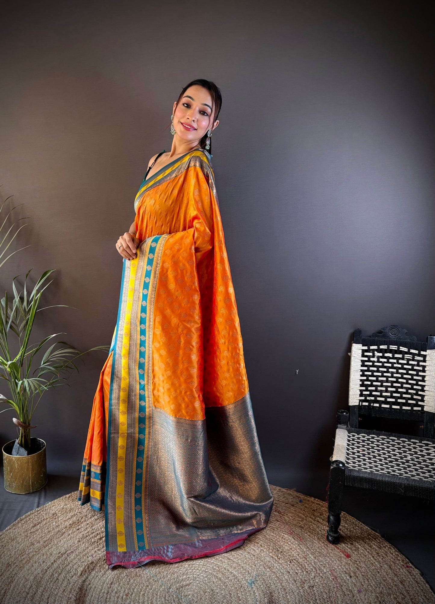 Sonakshi Women's Yellow Banarasi Silk Zari Woven Traditional Saree with Blouse | Swadesiicart