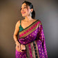 Sonakshi Women's Purple Banarasi Silk Zari Woven Traditional Saree with Blouse | Swadesiicart