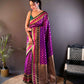 Sonakshi Women's Purple Banarasi Silk Zari Woven Traditional Saree with Blouse | Swadesiicart