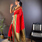 Sonakshi Women's Red Banarasi Silk Zari Woven Traditional Saree with Blouse | Swadesiicart