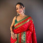 Sonakshi Women's Red Banarasi Silk Zari Woven Traditional Saree with Blouse | Swadesiicart