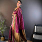 Sonakshi Women's Wine Banarasi Silk Zari Woven Traditional Saree with Blouse | Swadesiicart