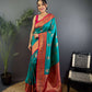 Sonakshi Women's Teal Banarasi Silk Zari Woven Traditional Saree with Blouse | Swadesiicart